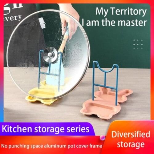 2021New Pot Lid Organiser Pot Lid Holder Kitchen Shelf Counter Top No-Punch Stainless steel Pot Lid Holder Kitchen Accessories