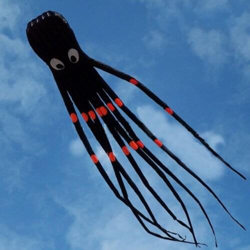 3D 26ft 8m single line black octopus Power Sport Giant Soft Kite Outdoor toy software Power Sport Flying Kite Outdoor