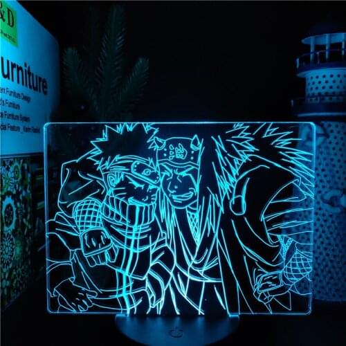3D Lamp Uzumaki Naruto Jiraiya Night Light Decoration Kawaii Room Decor Kids Xmas Gifts Lampe Neon Lights Luminaria Anime Figure