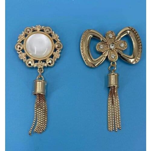 5pcs Bow Round Diamond Tassel Decoration Button for Clutch Bag Handbag Clothes