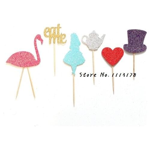 Alice in Wonderland cupcake toppers Birthday wedding bridal shower baby shower party foodpicks