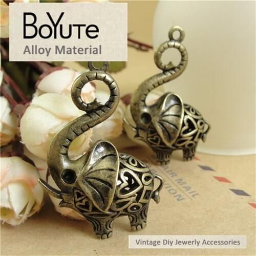 BoYuTe (10 Pieces/Lot) 45*31*14MM Hollow Elephant Antique Bronze Metal Charm Pendants for Supplies Diy Jewelry Accessories