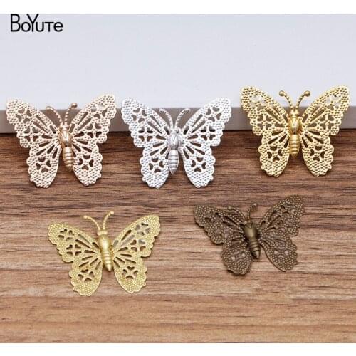 BoYuTe (20 Pieces/Lot) 20*24MM Metal Brass Butterfly Pendant Diy Hand Made Jewelry Accessories Wholesale