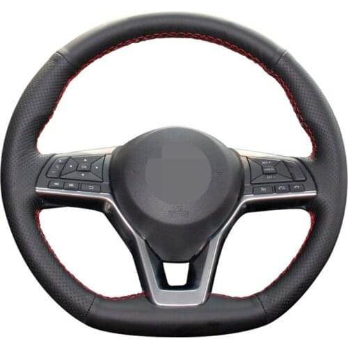 Black Genuine Leather Car Steering Wheel Cover For Nissan X-Trail 2017-2019 Qashqai 2018 Rogue (Sport) 2017-2019 Leaf 2018