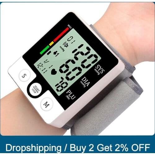Electric Wrist Blood Pressure Monitor Digital Heart Beat Rate Pulse Meter Voice Alarm Sphygmomanometers Pulsometer Health Care