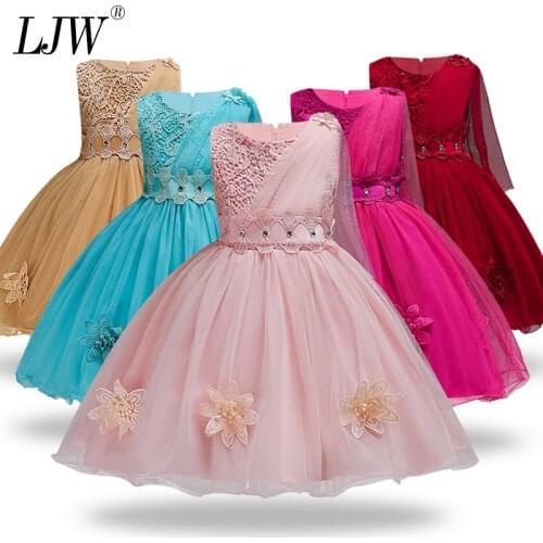 Kids Girls party Wear Costume For Children Flower Girls Bridesmaid Wedding Dress Elegant Formal Gown Teenage Girls Prom Clothes