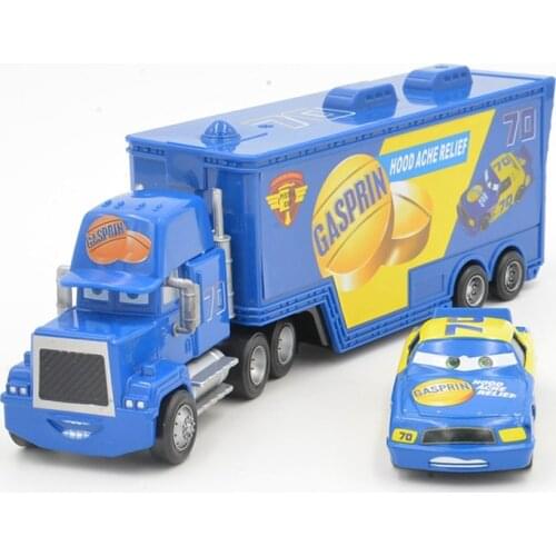 Disney Pixar Cars 2pcs Lightning Mcqueen No.70 Mack Truck & Dacer 1:55 Diecast Metal Alloy And Plastic Modle Cars Kid Toys Gifts
