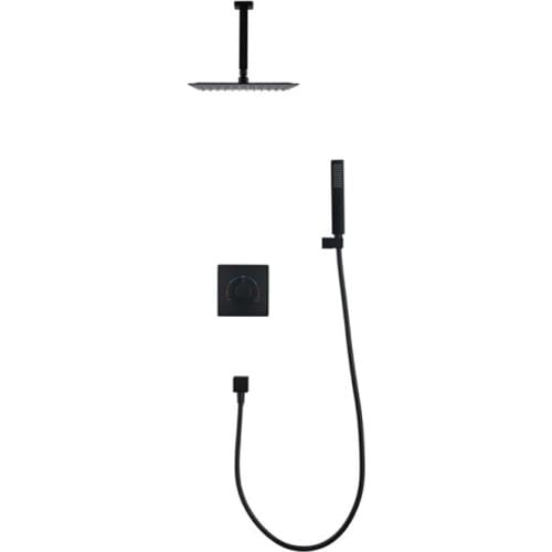 Shower Sets System Bathroom Faucet Rose Black 8-16" Shower Head Ceiling Mount Arm Diverter Mixer Handheld Spray IS409