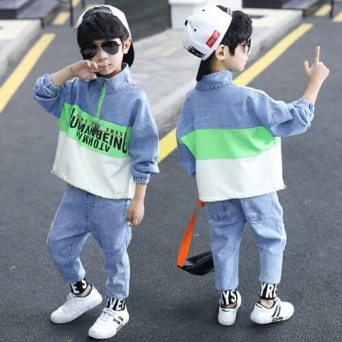 New Jeans Kids Clothes Set for Boys Fashion Hooded Denim Jackets and Trousers Autumn Children Cowboy Suits 10 12 14 Year Outfits