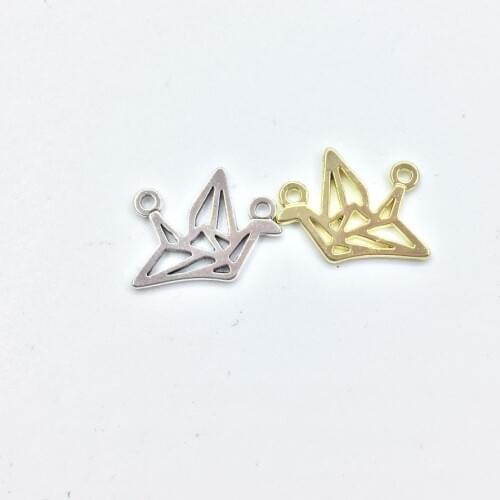 Eruifa 20 pcs 12*15mm paper crane gold/Silver plated Zinc alloy Charms Pendant Jewelry DIY Necklace 2 colors