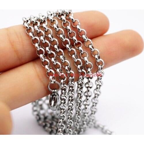 GNAYY Lot of 3 meters wholesale 4mm Stainless Steel Round Rolo chain Jewelry Finding /Marking Chain DIY Jewelry