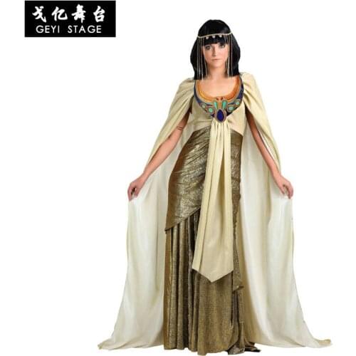 HalloweenCarnival Party Halloween Egyptian Cleopatra Costume Women Adult Egypt Queen Cosplay Costumes Sexy Golden Fancy Dress