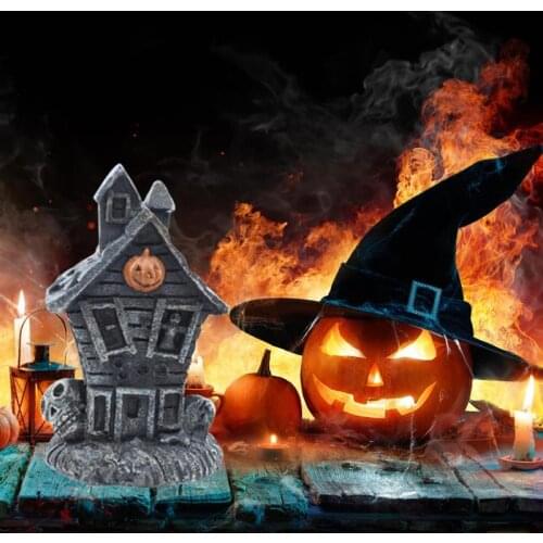 Halloween Skeleton Haunted House With Lighted Pumpkin Haunted House Home Decoration Halloween Props For Gift For Kids Or Friends