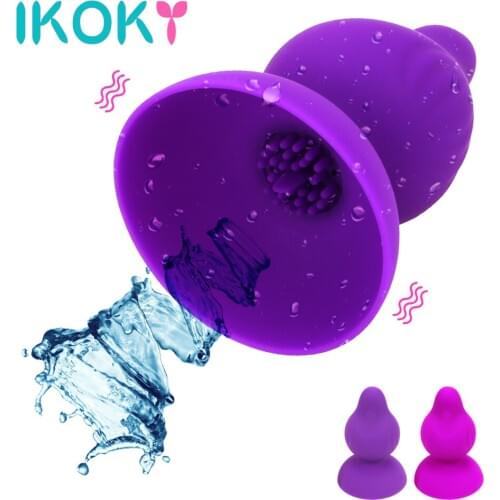 IKOKY Nipple Sucker Vibrator Tongue Licking Clit Stimulator Breast Enlarger Massager Vibrating 10 Speed Adult Sex Toys For Women