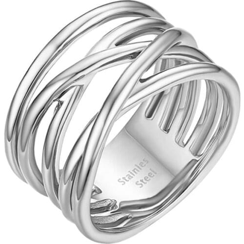 BONISKISS New Fashion Stainless Steel Cross Ring for Women Wedding Engagement Trendy Jewelry Wedding Ring Gift Gifts