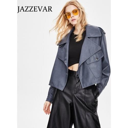 JAZZEVAR 2021 autumn new short jacket PU leather motorcycle jacket Korean loose casual jacket jacket