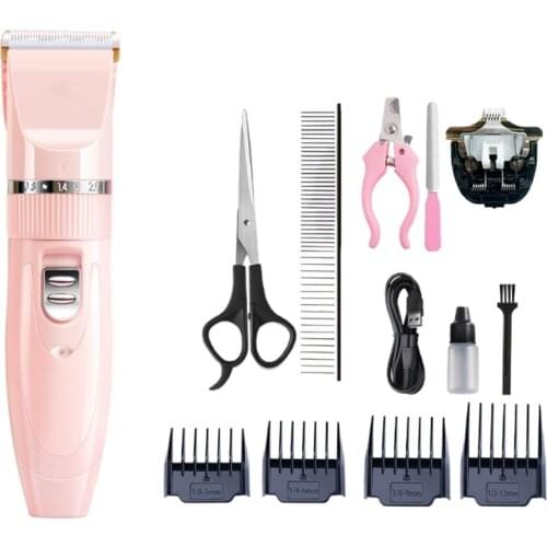 Dog Clippers Low Noise Pet Clippers Rechargeable Trimmer Cordless Pet Grooming Tool Professional Comb Guides Scissors
