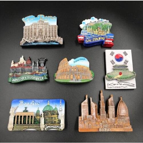 Fridge magnets Germany Italy refrigerator paste resin magnetic creative stereo trevi fountain in Berlin fridge magnet souvenir