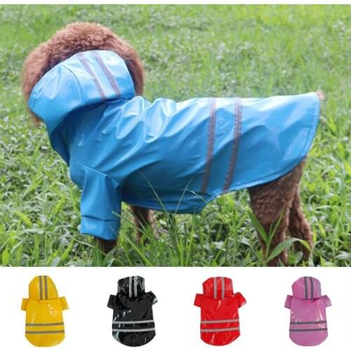 S-XL Pet Outdoor Clothea Dog Rain Coat Hooded Waterproof Jackets Rain Clothes PU Reflective Raincoat For Puppy Cat Yorkie Shirt