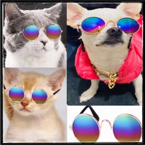 Pet Products Lovely Vintage Round Circle Cat Sunglasses Eye Wear Glasses For Small Dog Cat Pet Photos Props Accessories