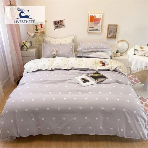 Liv-Esthete Bed Sheet Duvet Cover Flat Sheet Simple Bedding Set Pillowcase Gray Bedclothes Bed Linen Set Child Adult Double