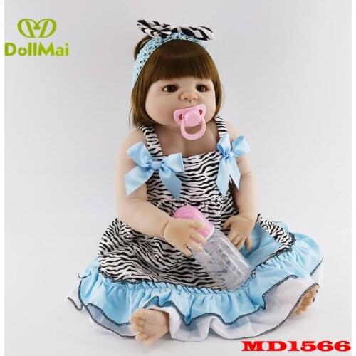 Bebes Reborn 57CM Real Full Body SIlicone reborn baby girl Doll Bath Toy Lifelike Newborn Princess Baby Doll Bonecas Menina