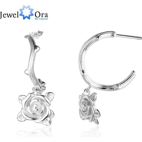 Rose Accessorise Hoop Earrings For Women 925 Sterling Silver Party Jewelry Gift (JewelOra EA103165)