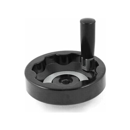 4.9" x 4.9" Inside Ripple Hand Wheel Black w Folding Revolving Handle