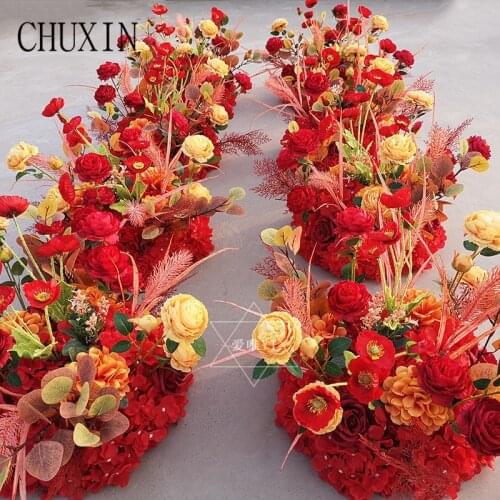 Wedding Decoration Flower Ball Silk Rose Peony Flower Catwalk Guide Table Home Decor Christmas Decoration Artificial Flower