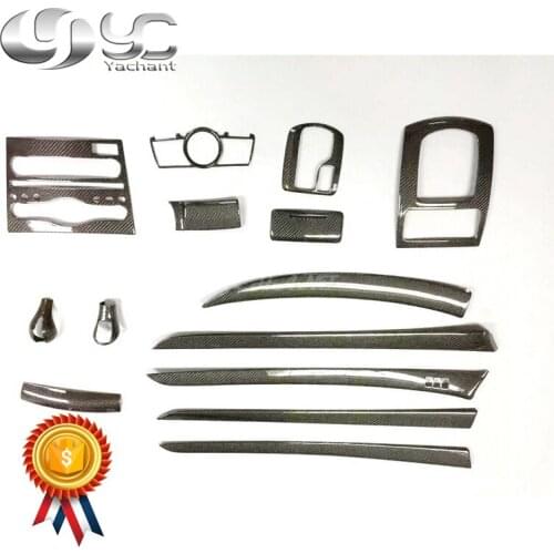 Car-Styling Dry Carbon Fiber Interior Trim Fit For 2007-2015 V36 G25 G35 G37 Q40 4D Sedan LHD Interior Trim Cover Kit