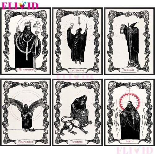 Vintage Witchcraft Evil Nordic Poster Tarot Skull Wall Pictures For Living Room Wall Art Canvas Painting Home Decor Unframed