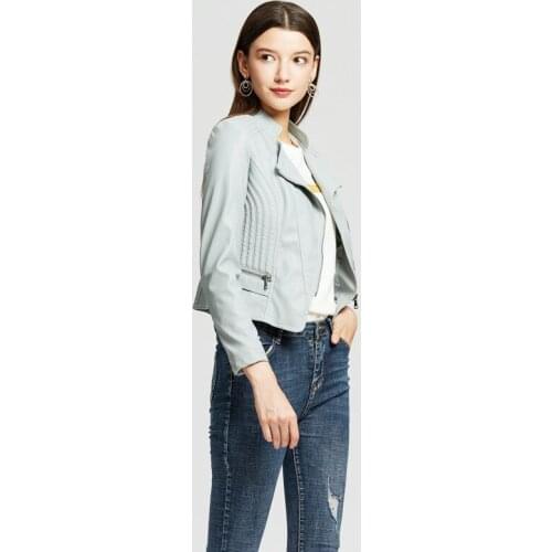 Women Autumn Faux Soft Leather Jacket Ladys Turndown Collar Long Sleeve Streetwear Pu Leather Outerwear Female Overcoat