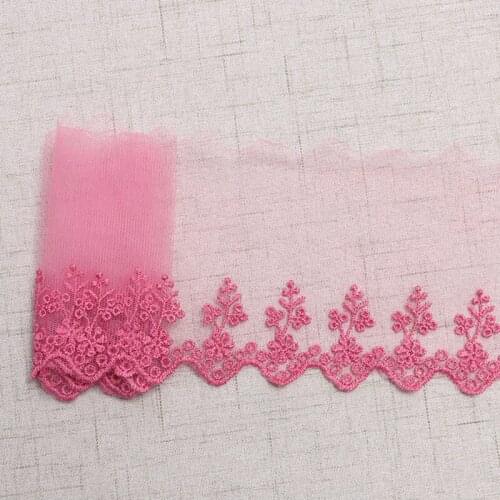 1Yards Embroidery Flower Lace Trim Guipure Rose Red Lace Fabric 9.5cm Ribbon Clothes Mesh Laces For Wedding Dress Crafts LA25