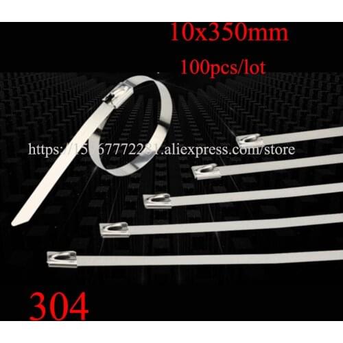 100PCS cable tie 304 self-locking stainless steel tie tape 10*350 cable metal insert tie tape plastic Marine transport Boat tie