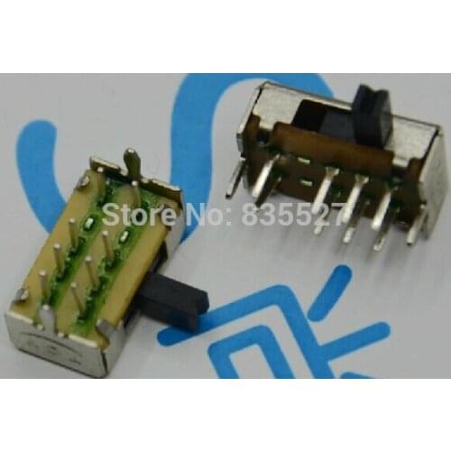 100PCS/LOT SK23D07VG4 double toggle switch 3 files horizontal handle high-4mm 8-pin third gear switch