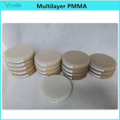 2 pcs 98mm Dental Multilayer PMMA for temperary restoration Compatible for CADCAM Milling System for Dental Technician
