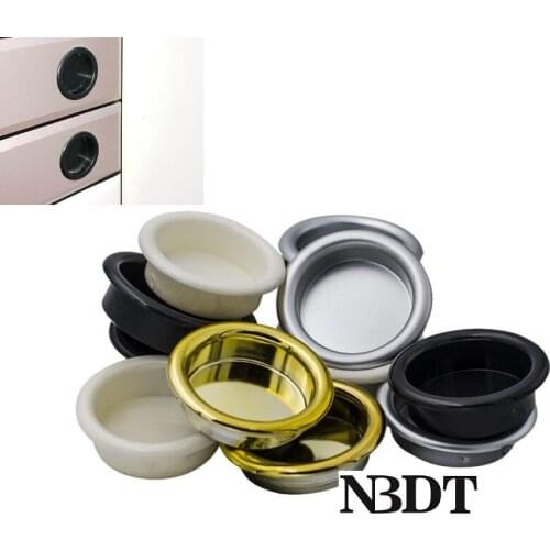 20Pcs Plastic Round Built-in Finger Pull Closet Wardrobe Cabinet Cupboard Sliding Door Shiny Gold White Black Matte Silver
