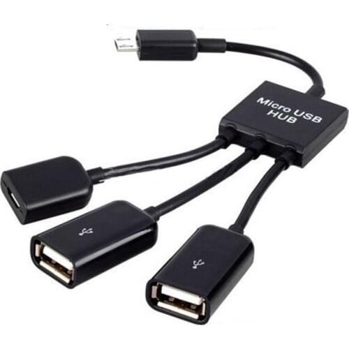 300pcs/lot* 3 in 1 micro usb OTG Hub Cable Connector Spliter 3 Port Micro USB Power Charging Charger For Tab pad mp3 mp4