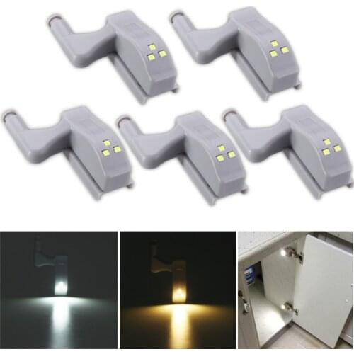 5PCS Closet Cabinet Wardrobe Light Lamp 0.25W Furniture Hardware Hinge Light Smart LED Night Light Lamp Sensor