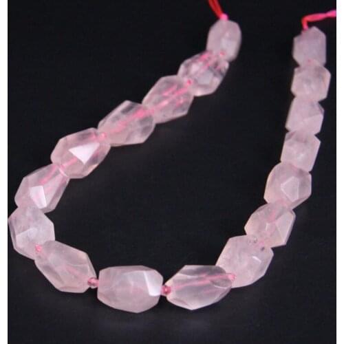 15.5"/strand Natural Rose Quartzs Freeform Faceted Nugget Pendant Loose Beads,Pink Crystal Cut Beads For Jewelry Making