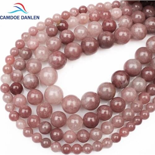 CAMDOE DANLEN 2018 Natural Stone Pink Lepidolite 6 8 10 12mm Round Loose Beads DIY Jewellery Beads For Jewelry Making Necklace