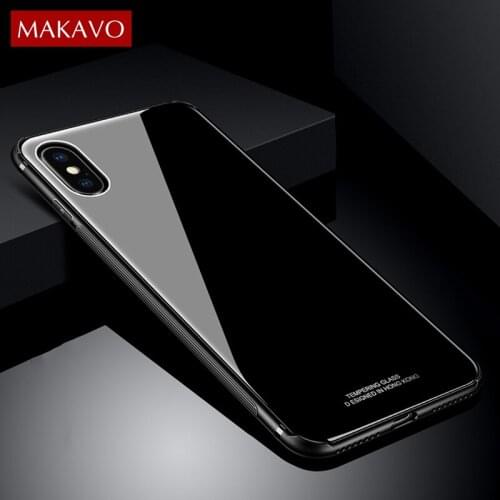 MAKAVO Tempered Glass Cover Case for Samsung Galaxy S8 / S8P / Note 8 for iPhone 7 8 Plus X
