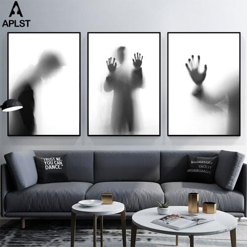 Black And White Hazy Canvas Prints Painting Poster Picture Fashion Sad Men Boy Wall Art Home Decor For Living Room Office Room