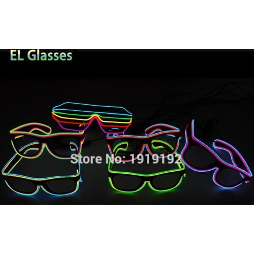 Double Colorful El Wire Neon LED Light Up Shutter new arrival Glow Glasses Rave Costume Party DJ Bright SunGlasses