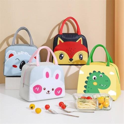 Cartoon Animal Canvas Lunch Bags Portable Insulated Thermal Cooler Bento Lunch Box Tote Picnic Storage Bag Pouch Drop Shipping