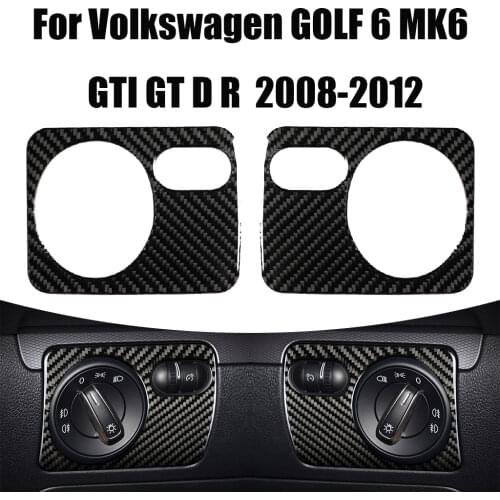 Carbon fiber car interior, headlight switch button frame decoration, suitable For VW Golf 6 GTI R MK6 2008-2012 car sticker