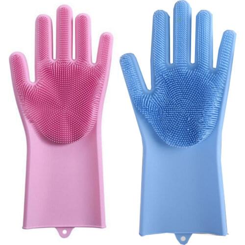 Dishwashing Cleaning Gloves Magic Silicone Rubber Sponge Glove Household Scrubber Kitchen Clean Tools Dropshipping Kitchen #S