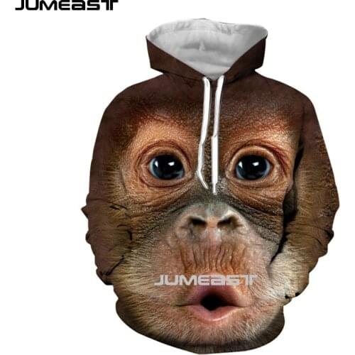 Jumeast Brand Men/Women 3D Printed Sweatshirt Gorilla And Monkey Long Sleeve Cap Hoody Sport Pullover Hoodies