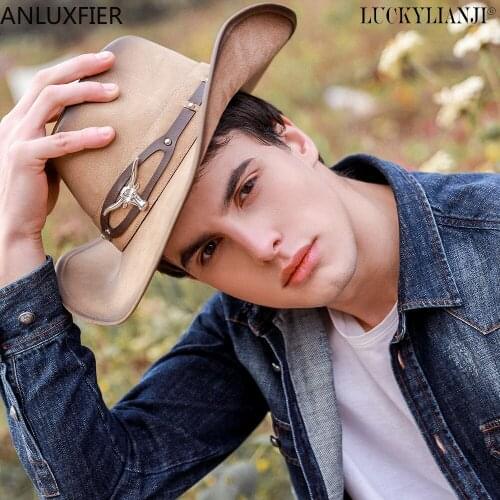 A154 Retro Men And Women High Quality Leather Big Brim Large Tauren West Riding Beach Hat Cowboy Hat Head Circumference 58cm