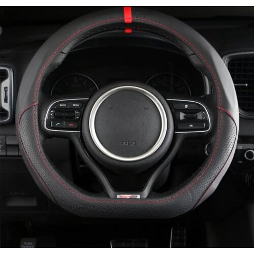 D Ring Leather Car Steering Wheel Cover Case For Kia Sportage Optima K5 2018 2019 For Audi TT For Volkswagen VW Golf 7 Mk7 GTI